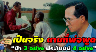 ”ป่า 3 อย่าง ประโยชน์ 4 อย่าง” เป็นจริงตามที่พ่อพูด “3 คำ” นี้นี่เองที่พ่อหลวงใช้ ช่วยชีวิตคนไทยให้ดีขึ้น