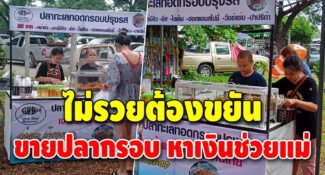 เด็กกตัญญู เด็กชาย 10 ขวบ อาสาหาเงินช่วยพ่อแม่ เร่ขๅยปลาทอดกรอบตามตลาดนัด