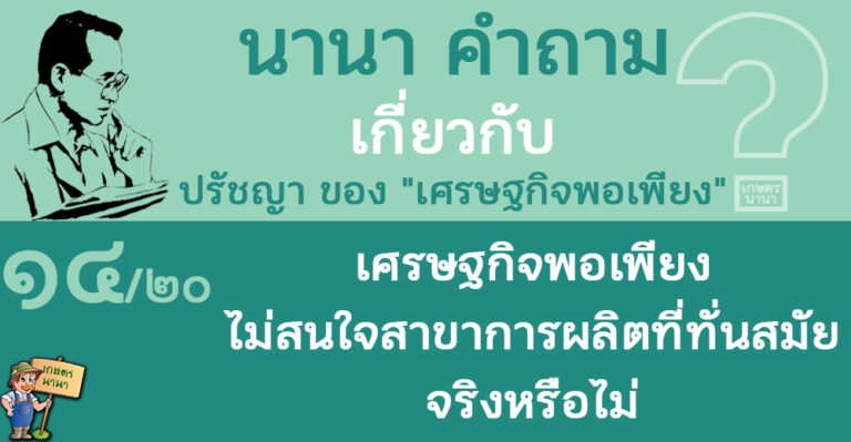 14/20 เศรษฐกิจพอเพียง ไม่สนใจสาขาการผลิตที่ทันสมัย จริงหรือไม่ – นานา คำถาม ปรัชญาเศรษฐกิจพอเพียง