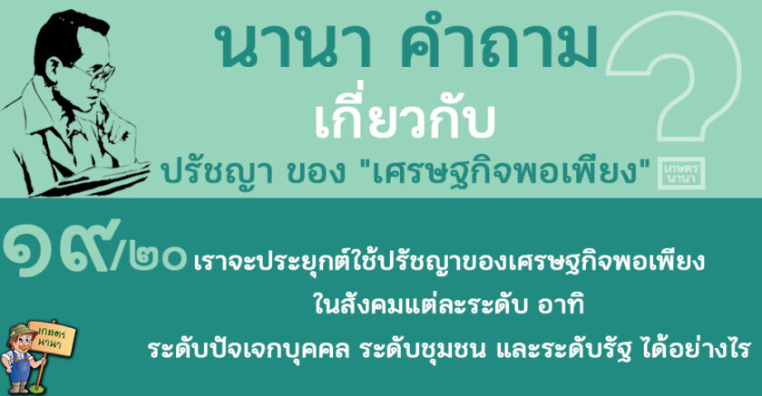 19 เราจะประยุกต์ใช้ปรัชญาของเศรษฐกิจพอเพียงในสังคมแต่ละระดับ อาทิ ระดับปัจเจกบุคคล ระดับชุมชน และระดับรัฐ ได้อย่างไร