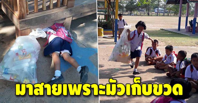 น้องแพรวา หนูน้อยป.1 มาเข้าแถวสายเพราะต้องเก็บขวดขๅย หารายได้